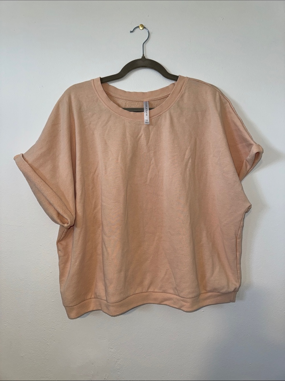 Fabletics Peach Short-Sleeve Pullover Sweatshirt, Size 2X